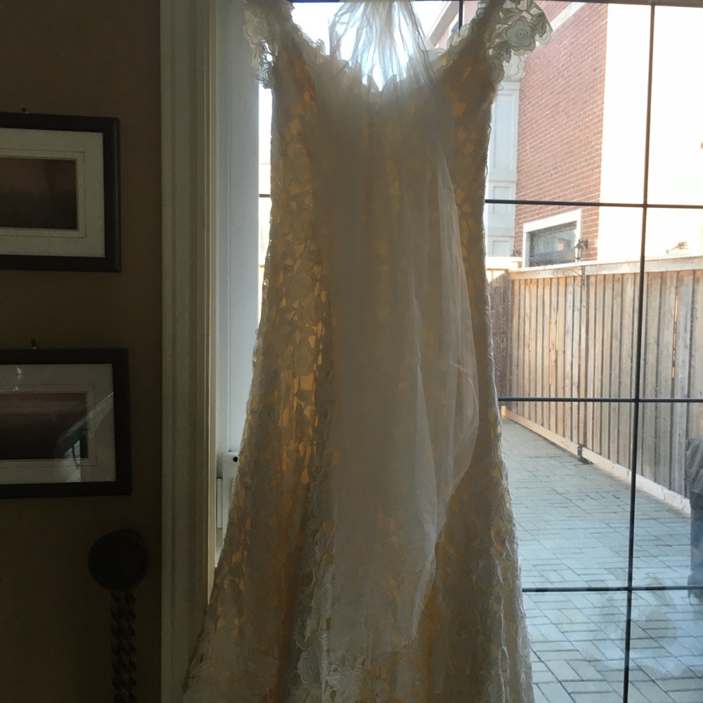 Aline wedding dress with lace overlay